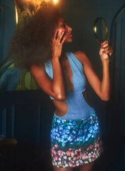 Fleur Du Mal Rose Stripe Denim Mini Skirt -Sexy Wear Hub 003 GA 230202 093web