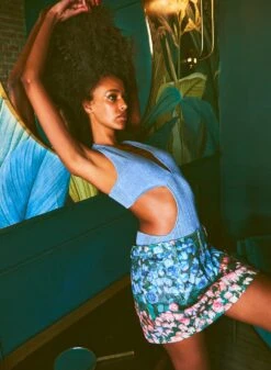 Fleur Du Mal Rose Stripe Denim Mini Skirt -Sexy Wear Hub 003 GA 230202 152web