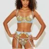 Fleur Du Mal Banana Embroidery Garter Belt