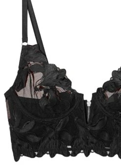 Fleur Du Mal Lily Embroidery Longline Demi Bra 15 Fleur Du Mal Lily Embroidery Longline Demi Bra -Sexy Wear Hub BR0172 black flat2 new