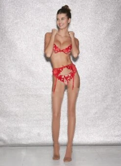 Fleur Du Mal Fuller Cup Velvet Lily Embroidery Plunge Demi Bra