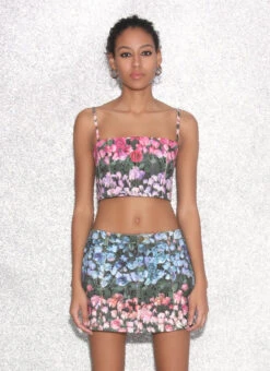 Fleur Du Mal Rose Stripe Denim Mini Skirt