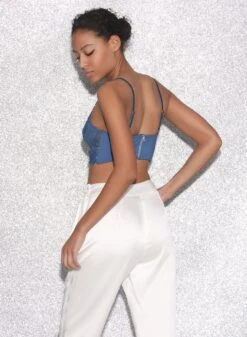 Fleur Du Mal Denim Lily Embroidery Longline Demi Bra 14 Fleur Du Mal Denim Lily Embroidery Longline Demi Bra -Sexy Wear Hub FDM 021523 2936full