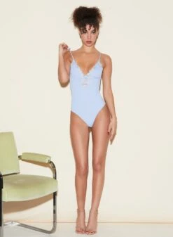 Fleur Du Mal Lily Embroidery V-Neck Plunge Bodysuit -Sexy Wear Hub FDM 050322 1 0293full