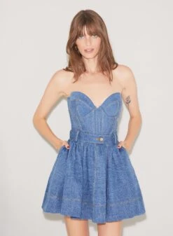 Fleur Du Mal Denim Bustier Top