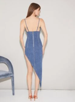 Fleur Du Mal Asymmetric Denim High Leg Dress -Sexy Wear Hub FDM 090722 1 0207full