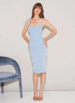 Fleur Du Mal Denim Lace Up Dress