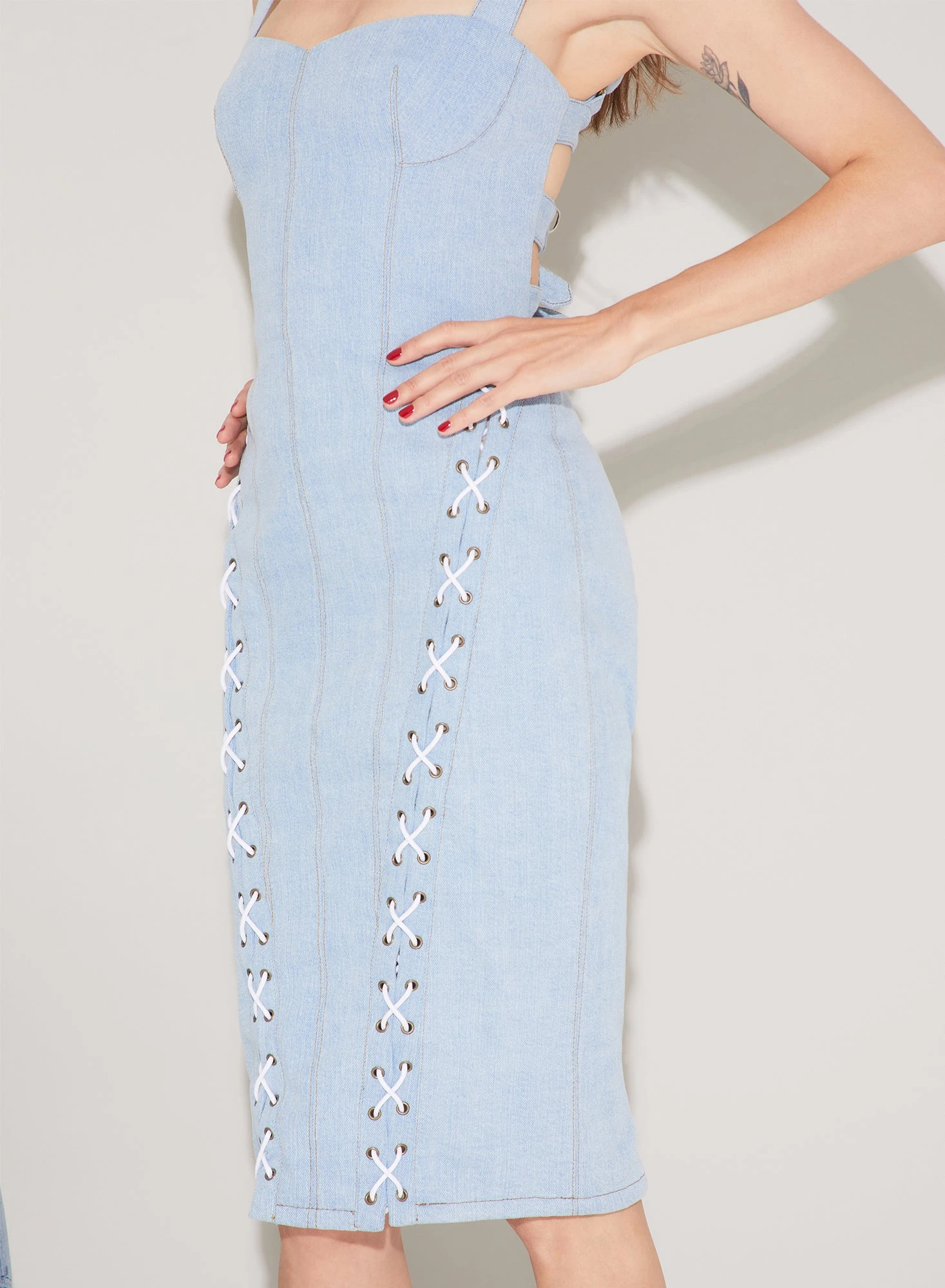 Fleur Du Mal Denim Lace Up Dress 2 Fleur Du Mal Denim Lace Up Dress - Image 2