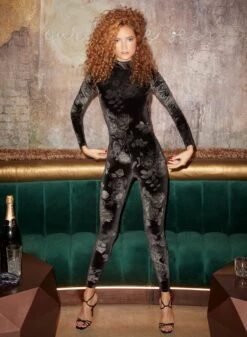 Fleur Du Mal Rose Velvet Catsuit -Sexy Wear Hub FDM 101122 1 0970web