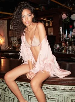 Fleur Du Mal Feather Embellished Angel Sleeve Robe -Sexy Wear Hub FDM 101122 1 2206web