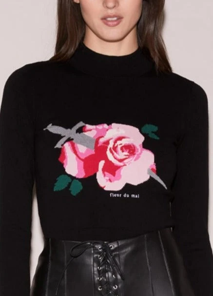 Fleur Du Mal Rose & Dagger Cropped Sweater 2 Fleur Du Mal Rose & Dagger Cropped Sweater - Image 2