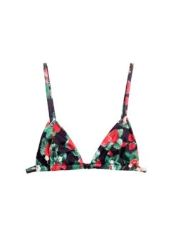 Fleur Du Mal Grommet Triangle Bikini Top -Sexy Wear Hub blackstrawberrybikinitopflat1