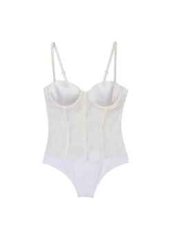 Fleur Du Mal Silk & Bouquet Lace Bodysuit -Sexy Wear Hub bouquetbsivoryflat1