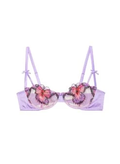 Fleur Du Mal Butterfly Embroidery Balconette Bra 11 Fleur Du Mal Butterfly Embroidery Balconette Bra -Sexy Wear Hub butterflybalconetteflat1