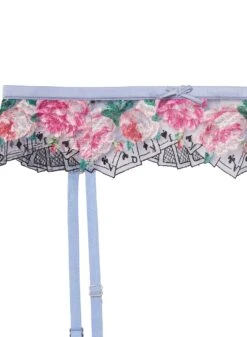 Fleur Du Mal Card Embroidery Garter -Sexy Wear Hub cardgarterflat2