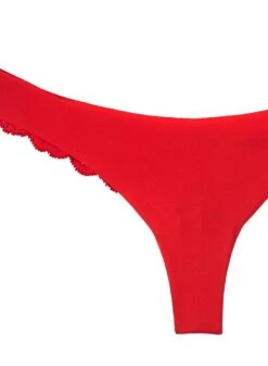 Fleur Du Mal Charlotte Lace Seamless Thong -Sexy Wear Hub charlotteseamlessthongrougeflat2