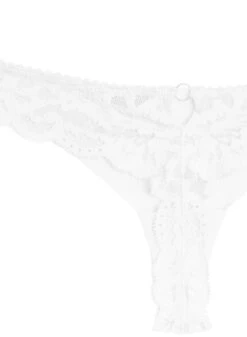 Fleur Du Mal Charlotte Lace Seamless Thong -Sexy Wear Hub charlottethongivoryflat2