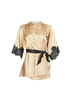 Fleur Du Mal Cherie Lace Angel Sleeve Robe -Sexy Wear Hub cherieangelrobeflat1
