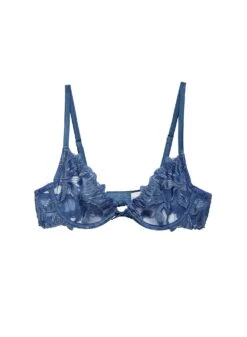 Fleur Du Mal Denim Lily Embroidery Plunge Demi Bra 12 Fleur Du Mal Denim Lily Embroidery Plunge Demi Bra -Sexy Wear Hub denimlilybraflat1