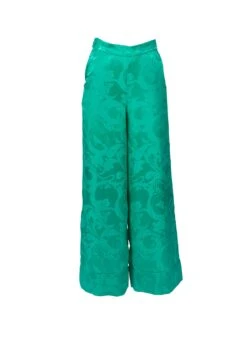 Fleur Du Mal Paisley Jacquard Wide Leg Pant -Sexy Wear Hub emeraldpaisleypantflat1