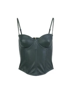 Fleur Du Mal Vegan Leather Bustier -Sexy Wear Hub evergreenbustierflat1