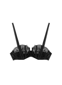 Fleur Du Mal Frankie Lace Boned Balconette Bra -Sexy Wear Hub frankiebonedbalconetteblackflat1
