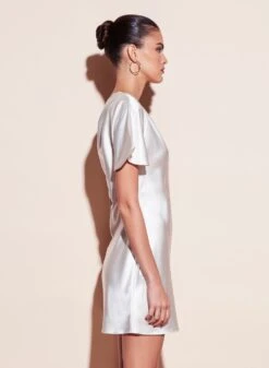 Fleur Du Mal One Shoulder Bias Mini Dress -Sexy Wear Hub ivory mini crop3