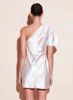 Fleur Du Mal One Shoulder Bias Mini Dress -Sexy Wear Hub ivory mini crop4