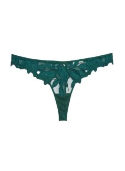 Fleur Du Mal Lily Embroidery Hipster Thong -Sexy Wear Hub lilyevergreenthongflat1