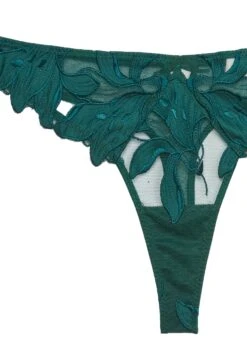 Fleur Du Mal Lily Embroidery Hipster Thong -Sexy Wear Hub lilyevergreenthongflat2