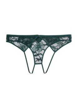 Fleur Du Mal Magnolia Lace Ouvert Panty -Sexy Wear Hub magnolialaceouvertevergreenflat1