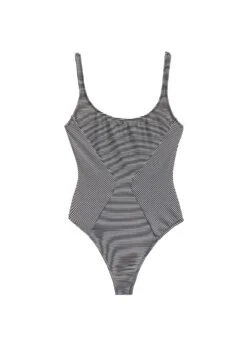 Fleur Du Mal Mitered Stripe Scoop Neck One Piece -Sexy Wear Hub miteredonepieceflat1
