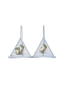 Fleur Du Mal Big Spender Embroidery Triangle Bra -Sexy Wear Hub moneybrablueflat1