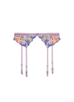 Fleur Du Mal Orchid Embroidery Garter -Sexy Wear Hub orchidgarterflat1