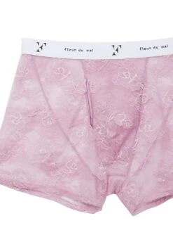 Fleur Du Mal Men's Bouquet Lace Boxer Brief -Sexy Wear Hub pinkmistlaceboxerflat2