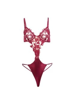 Fleur Du Mal Rose Embroidery Bodysuit -Sexy Wear Hub rosebodysuitflat1