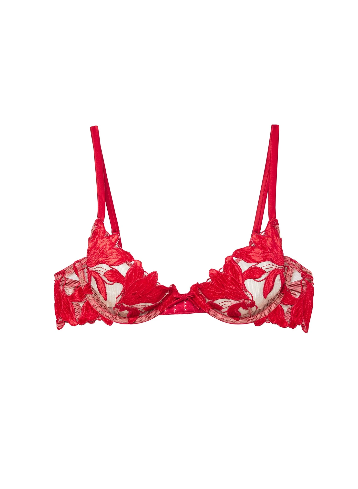 Fleur Du Mal Velvet Lily Embroidery Plunge Demi Bra 2 Fleur Du Mal Velvet Lily Embroidery Plunge Demi Bra - Image 2