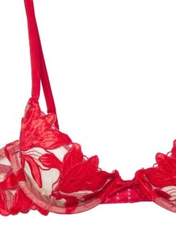 Fleur Du Mal Velvet Lily Embroidery Plunge Demi Bra 15 Fleur Du Mal Velvet Lily Embroidery Plunge Demi Bra -Sexy Wear Hub rougevelvetbraflat2
