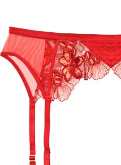 Fleur Du Mal Violet Embroidered Garter Belt -Sexy Wear Hub rougevioletgarterflat2