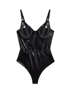 Fleur Du Mal Vegan Leather Bebe Bodysuit -Sexy Wear Hub veganleatherbebebodysuitflat1