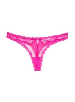 Fleur Du Mal Sheer Tulle Thong -Sexy Wear Hub wildpinkthongflat1