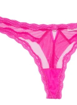 Fleur Du Mal Sheer Tulle Thong -Sexy Wear Hub wildpinkthongflat2